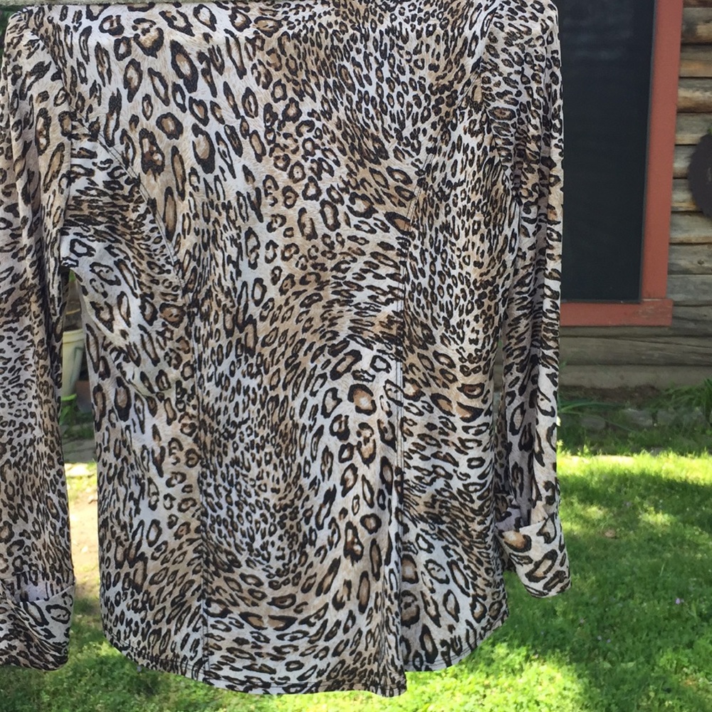 INC Long sleeve dressy animal print blouse